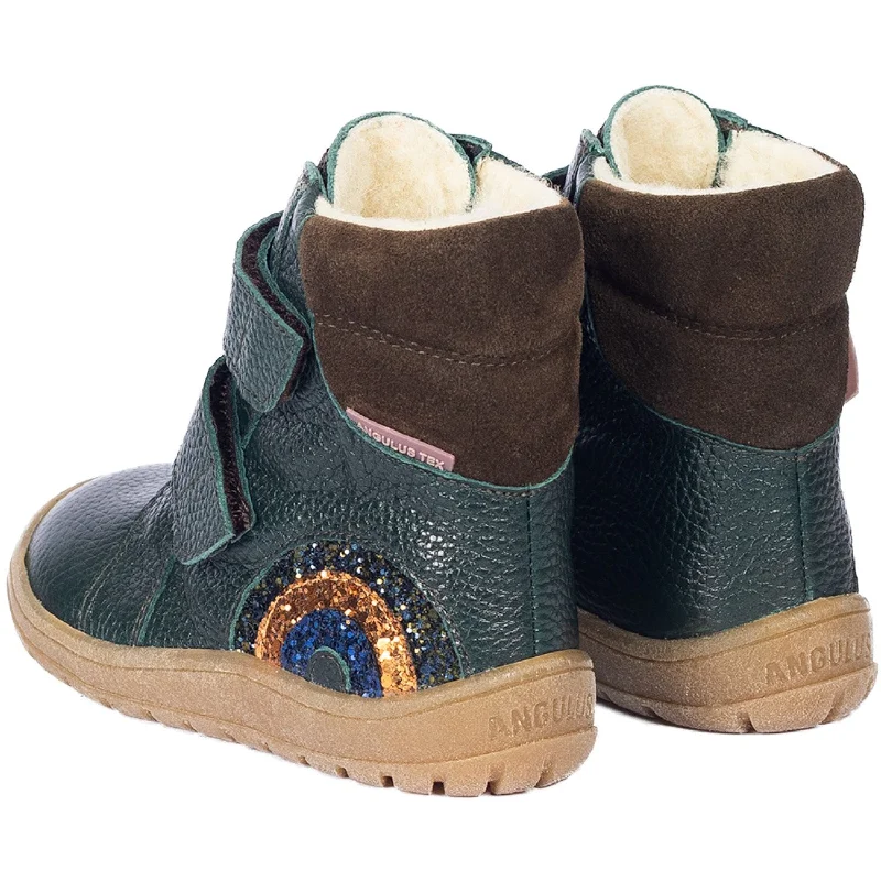 Angulus Deep Teal/Forrest/Glitter Tex Boot with Sparkling Glitter Rainbow