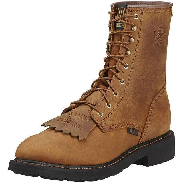 Ariat Men's Cascade 8"" Soft Toe Lace Up Western Work Boot- Aged Bark- 10002418