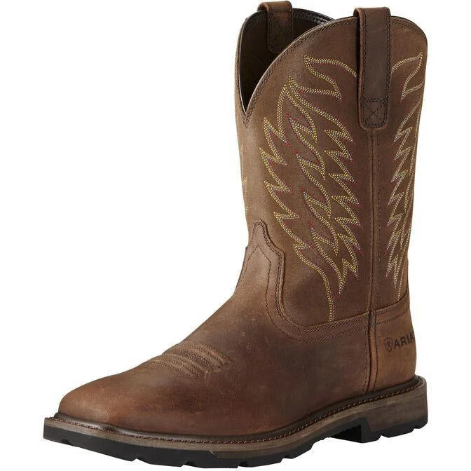 Ariat Men's Groundbreaker 10"" Soft Toe Western Work Boot - Brown - 10020059