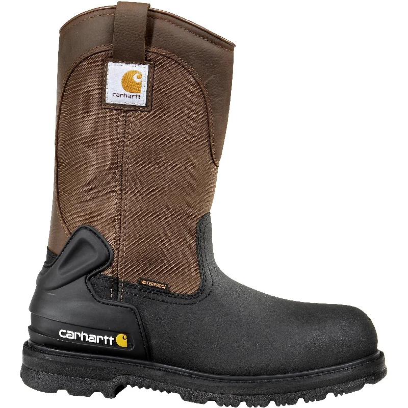 Carhartt Men's 11"" Steel Toe Ins WP Wellington Work Boot Brown CMP1259