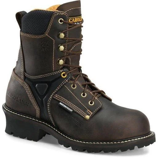 Carolina Men's Timber 8"" Comp Toe WP Logger Work Boot - Brown - CA6921