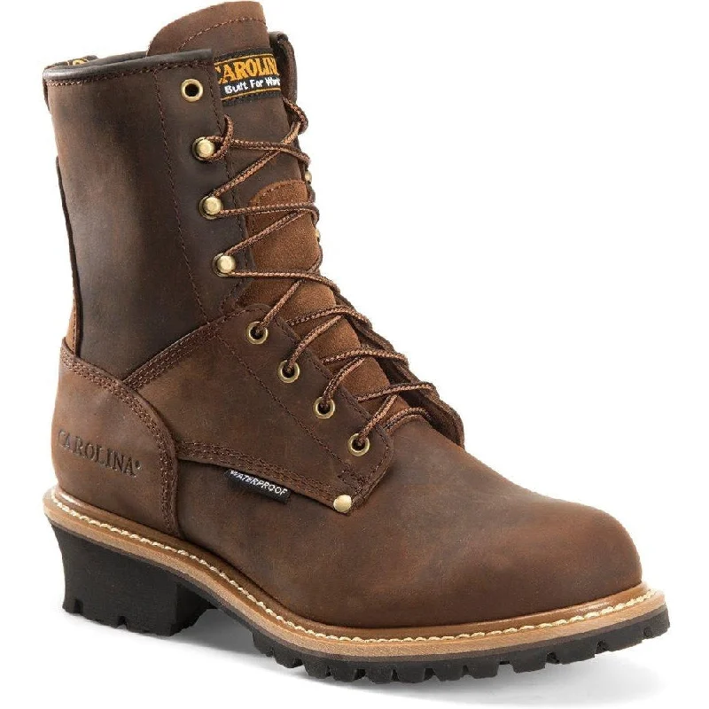 Carolina Men's Elm 8"" Steel Toe WP Logger Work Boot - Brown - CA9821