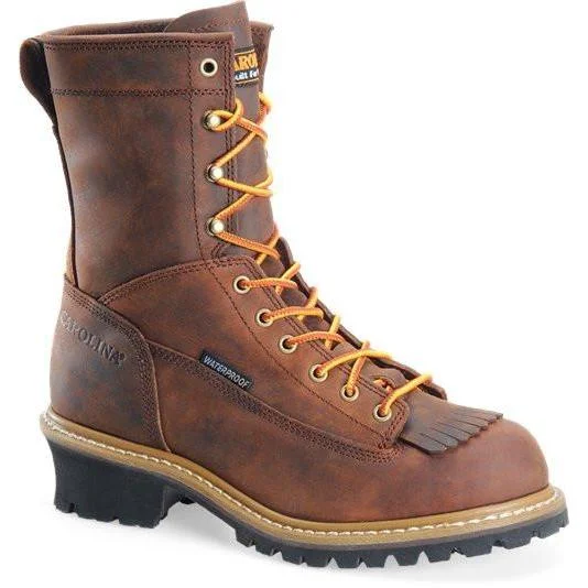 Carolina Men's Spruce 8"" WP Lace-to-Toe Logger Work Boot, Brown CA8824