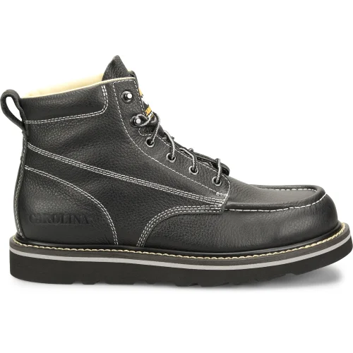 Carolina Men's Flatiron 6"" Moc Toe Wedge Work Boot - Black - CA7007