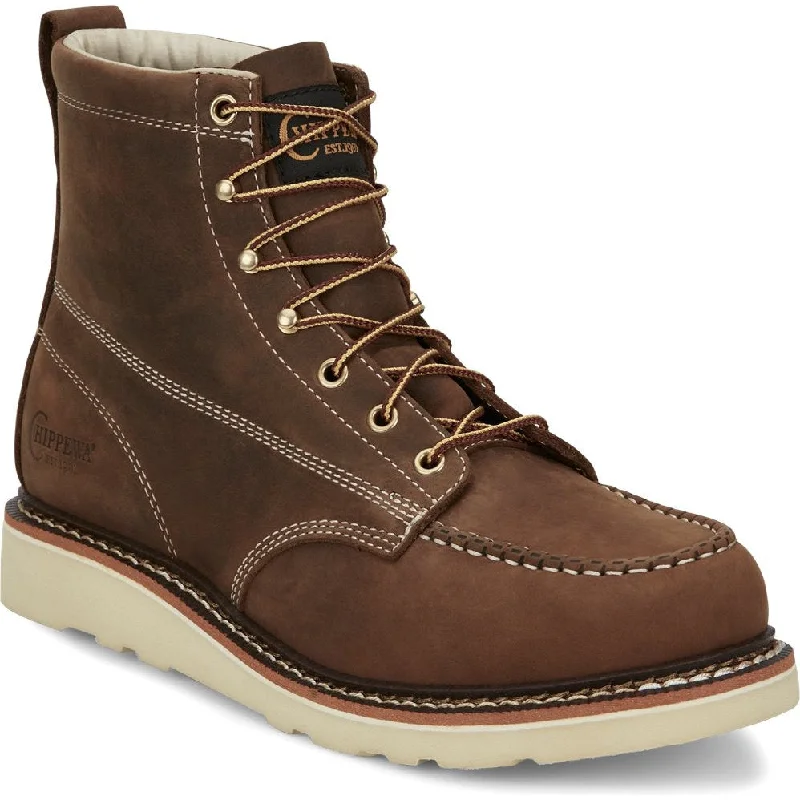 Chippewa Men's Edge Walker 6"" Moc Toe Lace Up Work Boot -Brown- ED5322