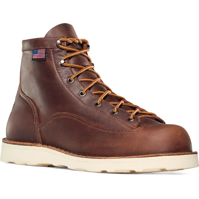 Danner Men's Bull Run USA Made 6"" Soft Toe Wedge Work Boot - Brown - 15552