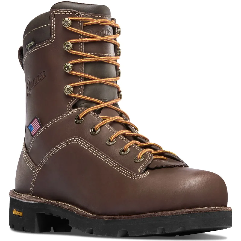 Danner Men's Quarry USA Made 8"" Soft Toe WP Work Boot - Brown - 17305