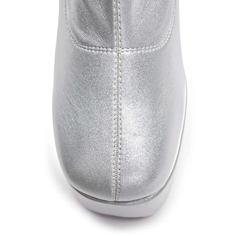 Delano Men's Silver Platform Heeled Boots