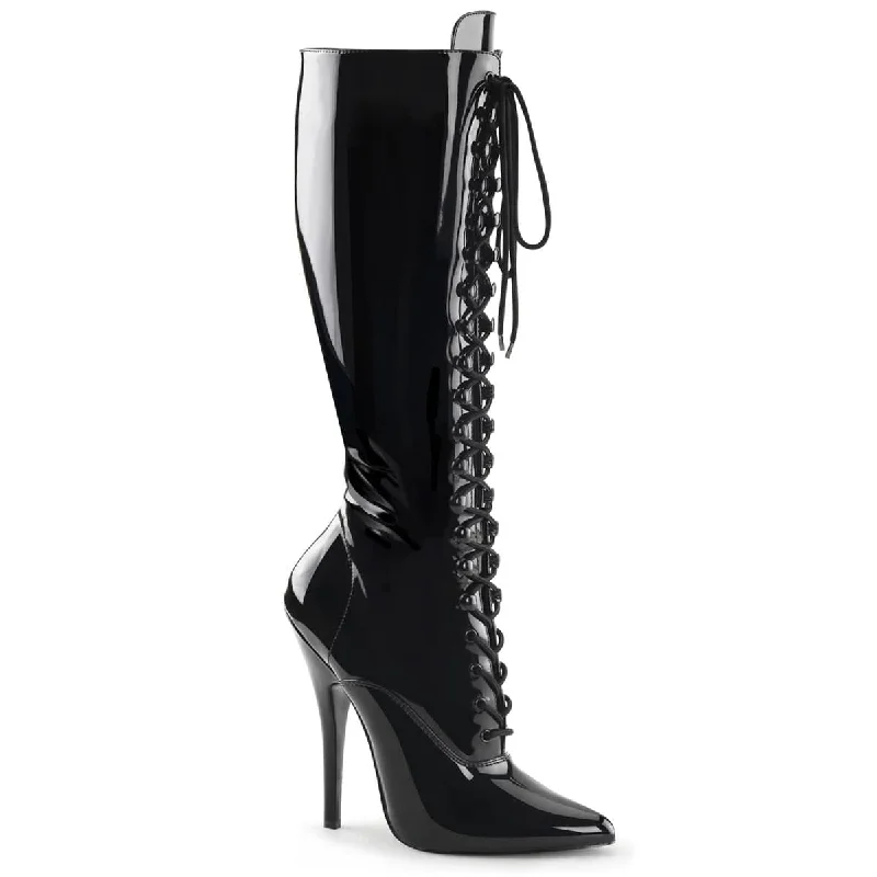 DOMINA-2020 Lace Up Stiletto Knee High Boots