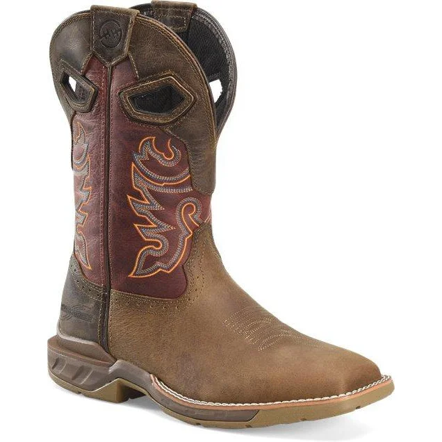 Double H Men's Alridge 11"" Square Toe Western Work Boot- Brown- DH5369