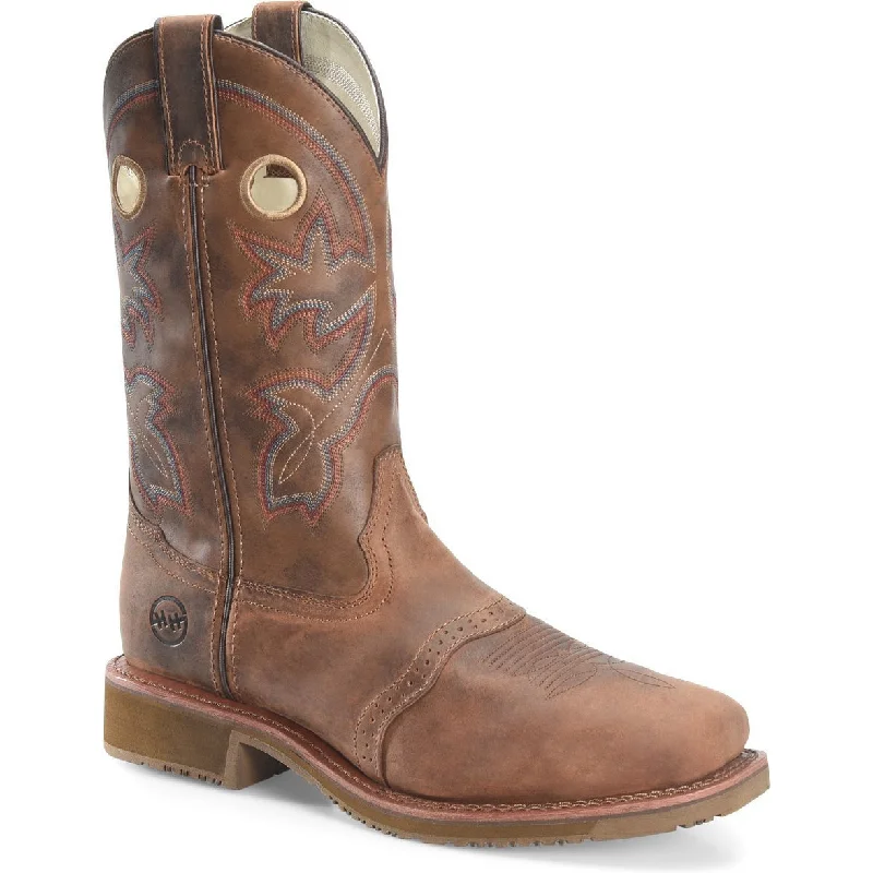 Double H Men's Antonio 13"" Square Toe Western Work Boot- Brown- DH5134