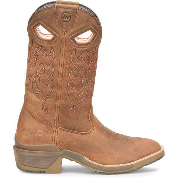 Double H Men's Feudal 12"" U Toe Slip Resist Western Work Boot -Brown- DH5421