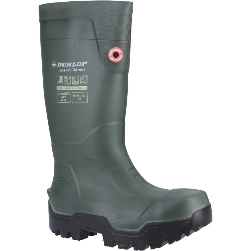 Dunlop Fieldpro Thermo+ Safety Wellingtons Green