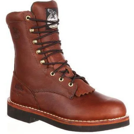 Georgia Men's Farm and Ranch 8"" Lacer Work Boot - Brown - G7014