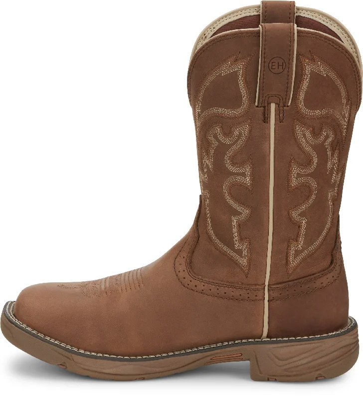 Justin Men’s Stampede Rush Saddle Tan Square Toe Work Boots WK4330