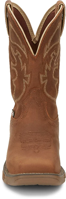 Justin Men’s Stampede Rush Saddle Tan Square Toe Work Boots WK4330