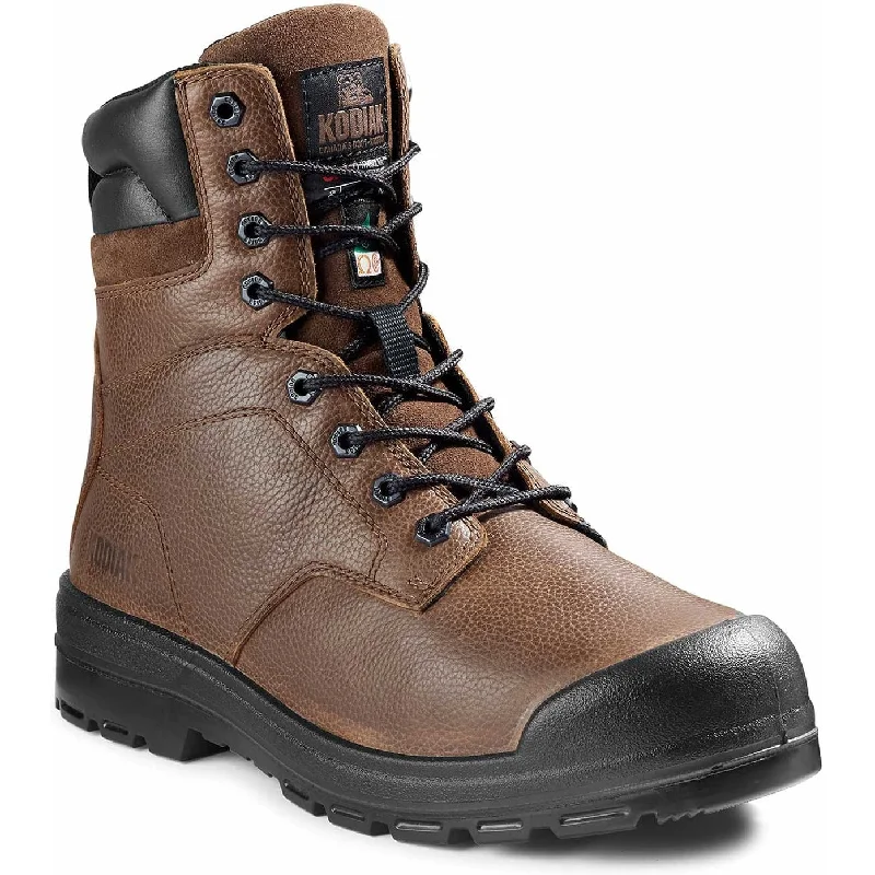 Kodiak Men's Greb 8"" ST 200G Slip Resist Safety Work Boot -Brown- 4TH3BN