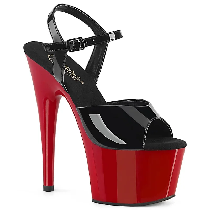 ADORE-709 Patent Black & Red Open Toe High Heels