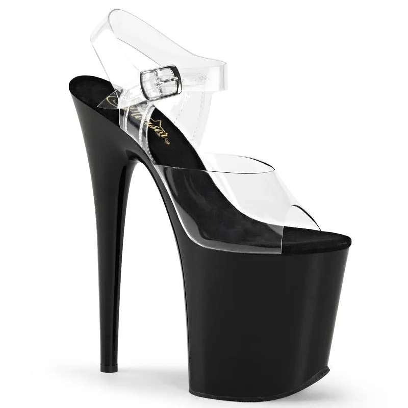 FLAMINGO-808 Black & Clear Platform Heels