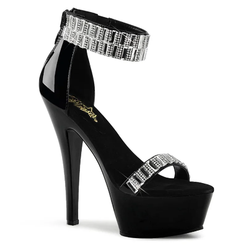 KISS-269RS Black Rhinestone Platform Sandals