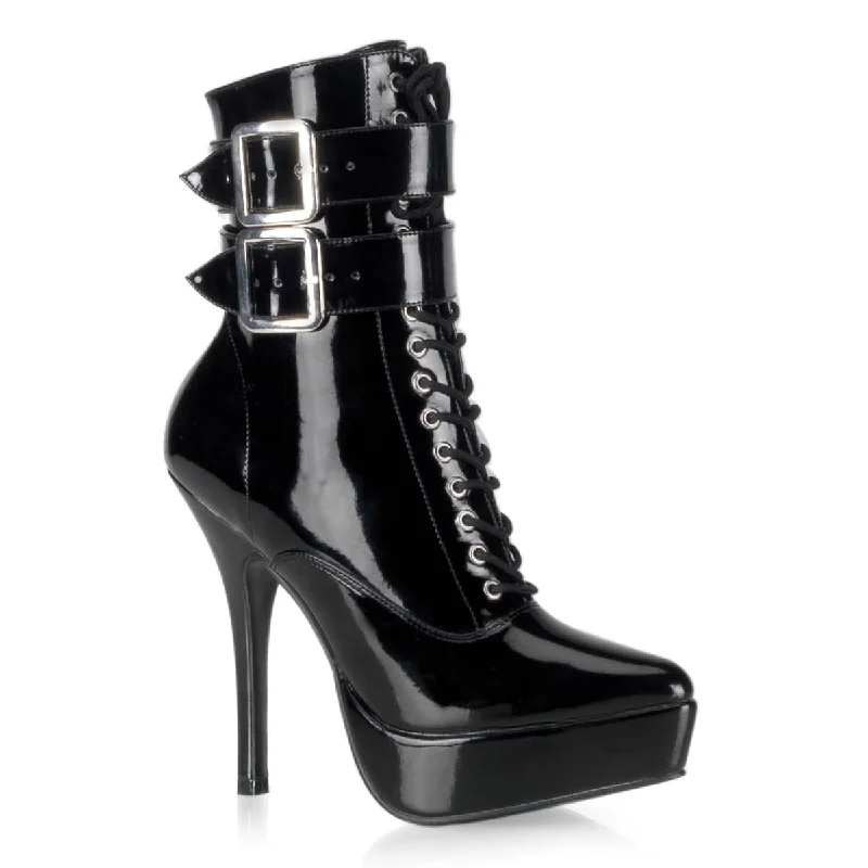 INDULGE-1026 High Heel Buckle Boots