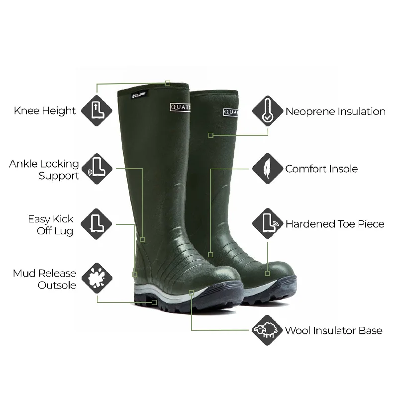 Skellerup Quatro Neoprene Insulated Wellies - Green