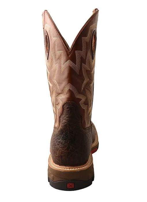 Twisted X Men's 12"" Western Waterproof Square Toe Work Boot with CellStretch