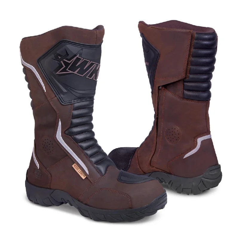 76227 Motorcycle Leather Boots - Full Leather Protections Slip Resistant