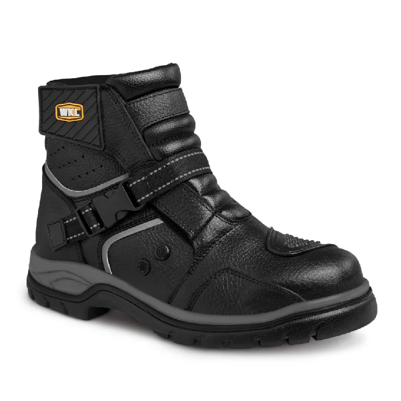 77414 Motorcycle Leather Work Boots - Breathable with Protections