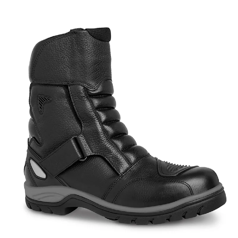 77418 Motorcycle Full Leather Boots with Protections - Rubber Sole Slip Resistant Motorcycle Riding Boots