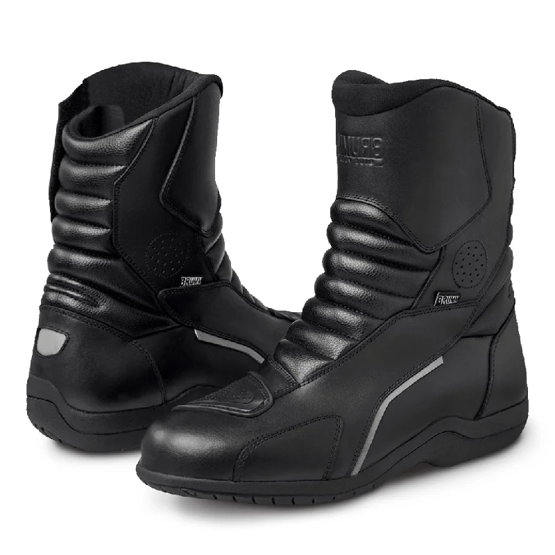 80006 Motorcycle Full Leather Boots with Protections - Rubber Sole Slip Resistant and Reflective Motorcycle Riding Boots