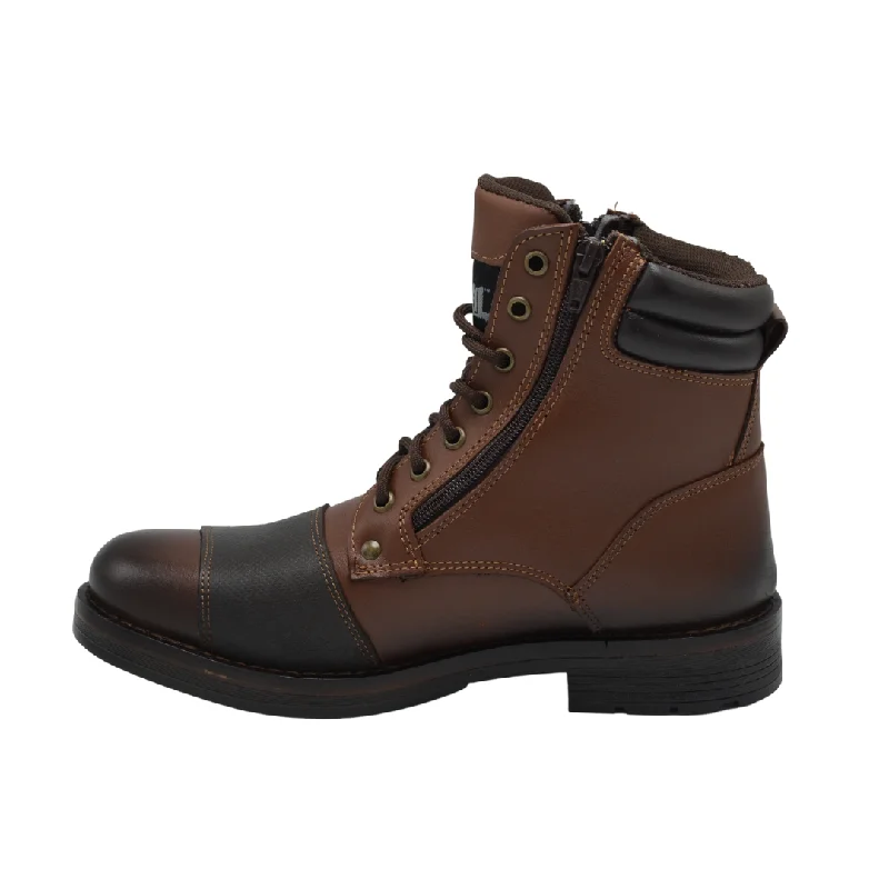 89502 Motorcycle Full Leather Boots with Protections - Rubber Sole and Slip Resistant Motorcycle Riding Boots