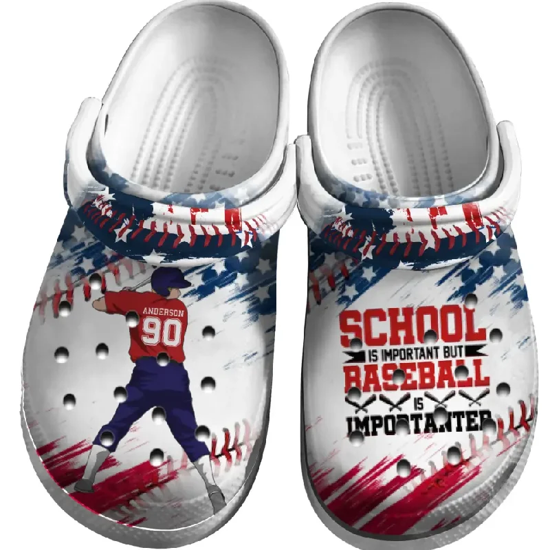 Baseball Clogs Battle Swinging School Is Important 01 Personalized Sport Gift