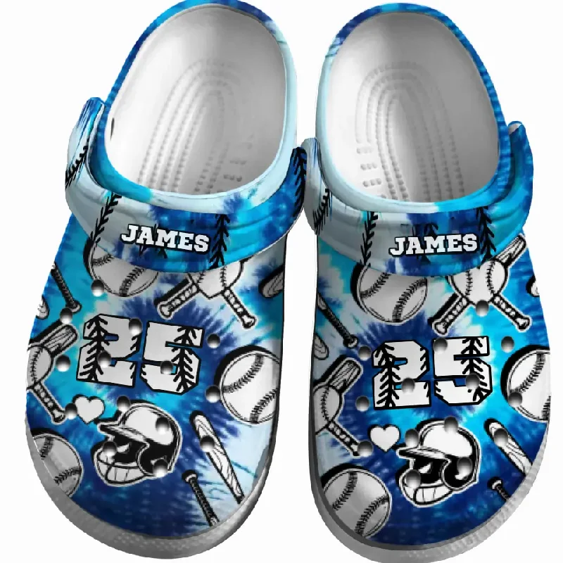 Baseball Clogs Blue Tie-Dye Theme 01 Personalized Sport Gift