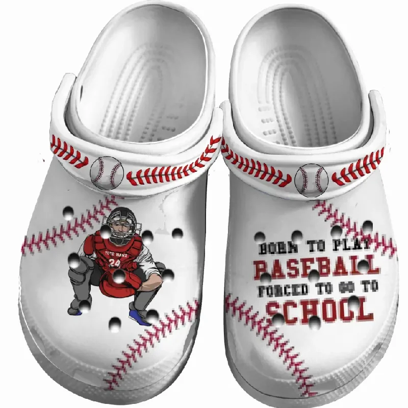 Baseball Clogs Catcher Catching Hit Hard Run Fast Turn Left Personalized Gift 01