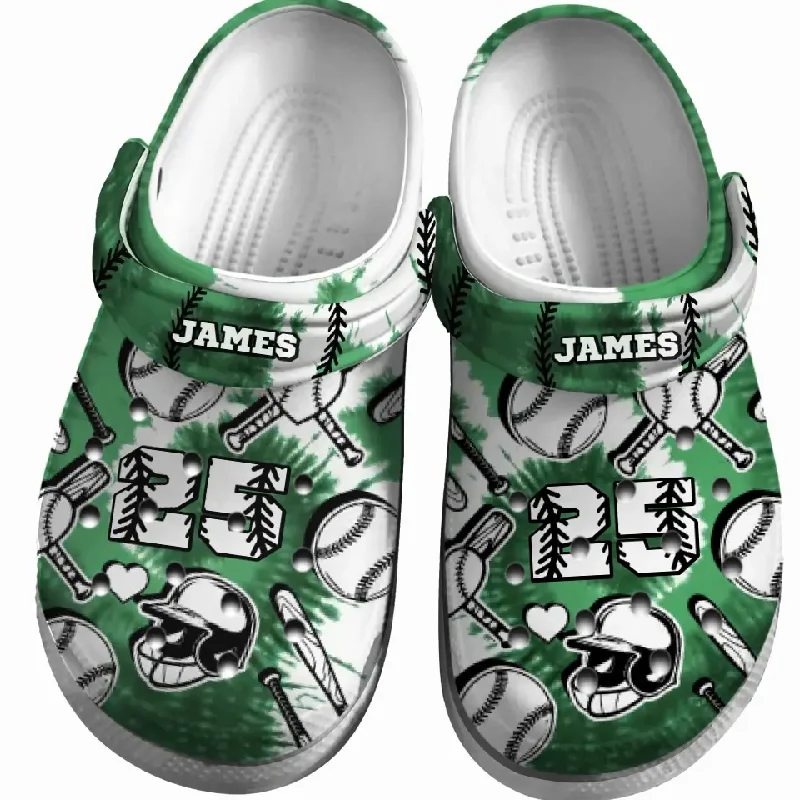 Baseball Clogs Green Tie-Dye Theme 01 Personalized Sport Gift