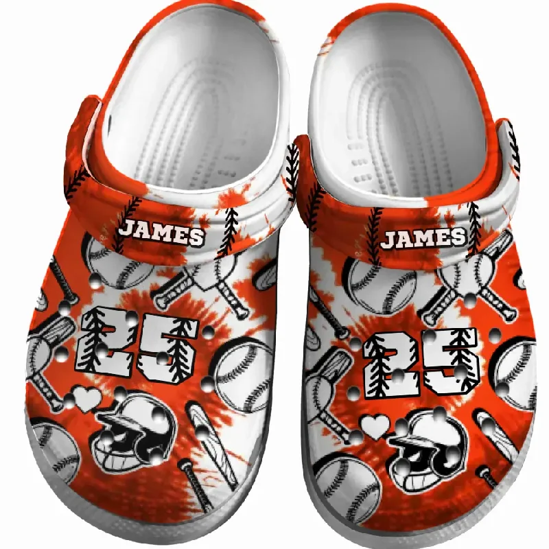 Baseball Clogs Orange Tie-Dye Theme 01 Personalized Sport Gift