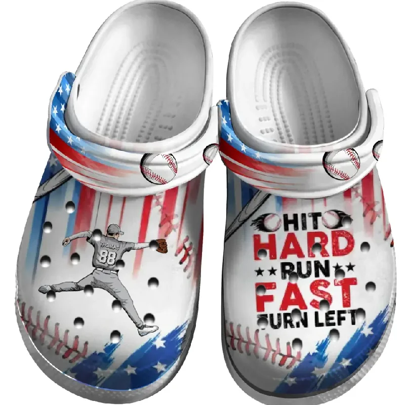 Baseball Clogs Pitcher Throwing Hit Run Turn 01 Personalized Sport Gift