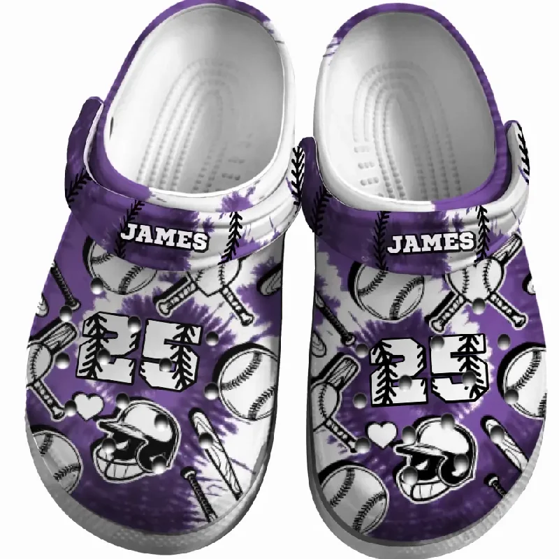 Baseball Clogs Purple Tie-Dye Theme 01 Personalized Sport Gift