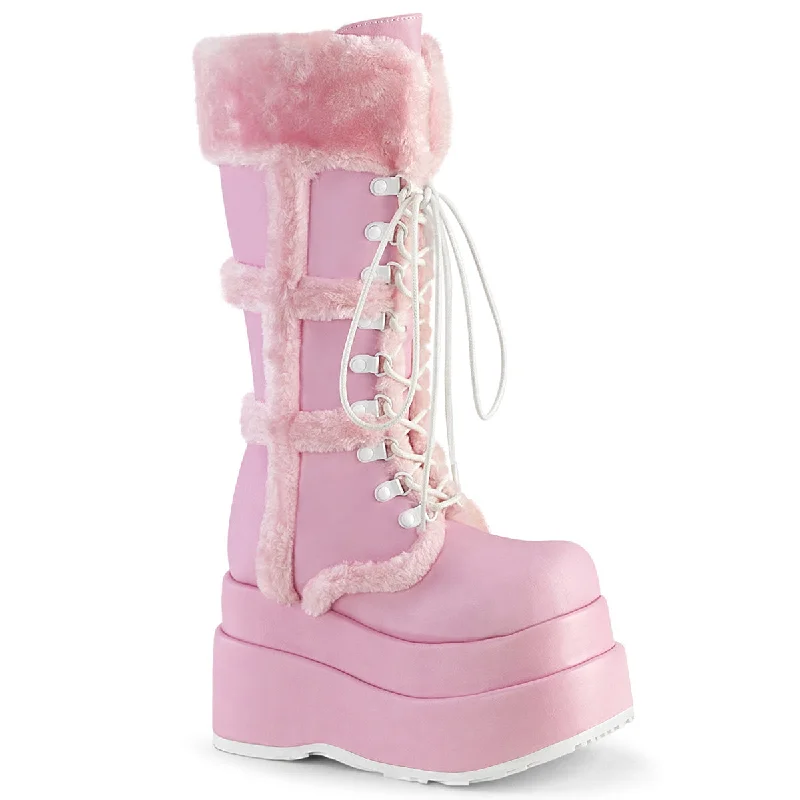 Pink Fur Platform Boots