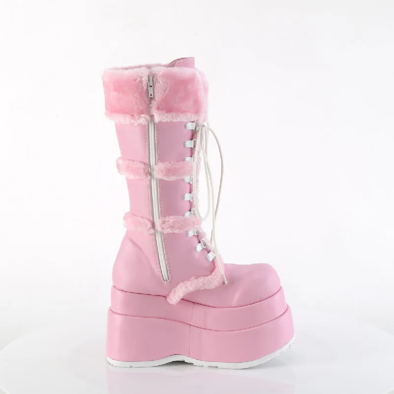 Pink Fur Platform Boots