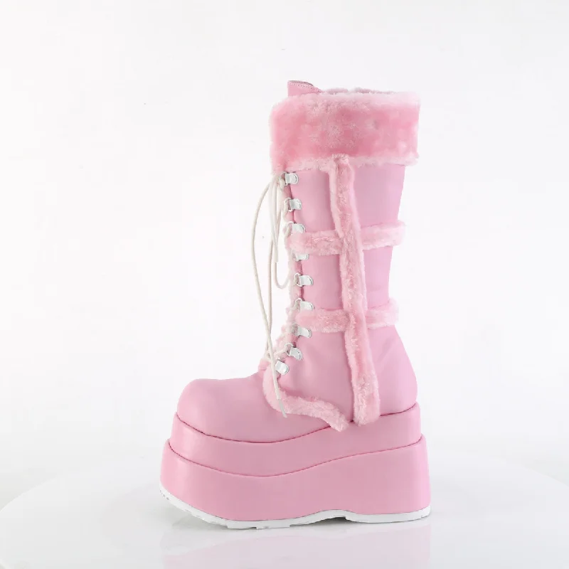 Pink Fur Platform Boots