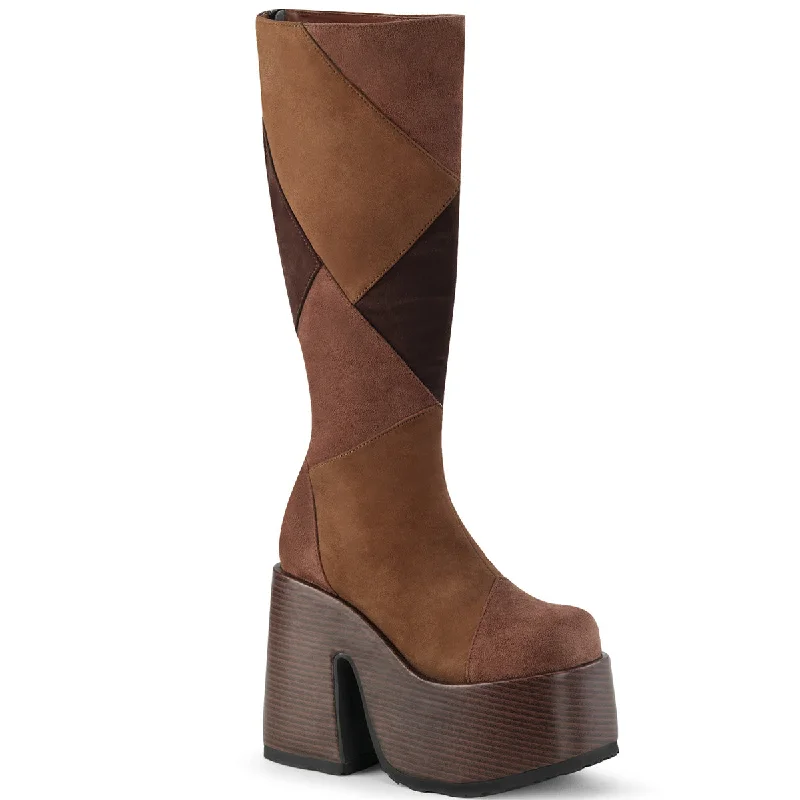 Chunky Knee High Platform Boots Brown