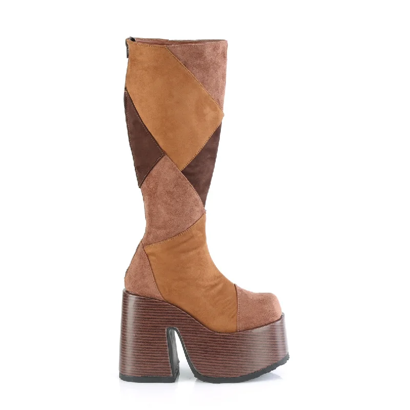 Chunky Knee High Platform Boots Brown