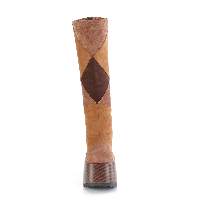 Chunky Knee High Platform Boots Brown