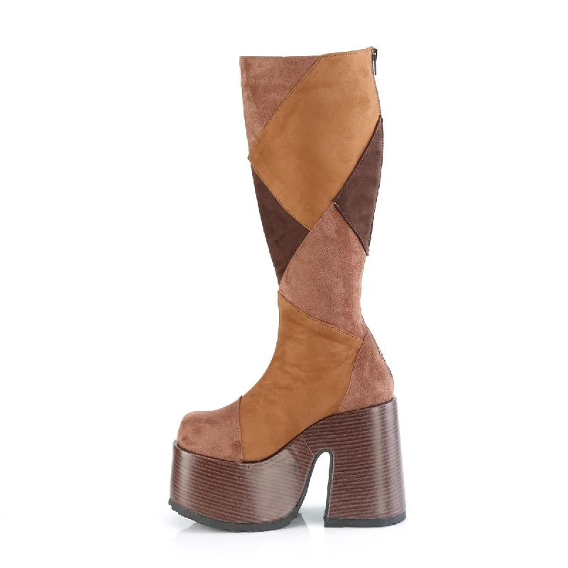 Chunky Knee High Platform Boots Brown