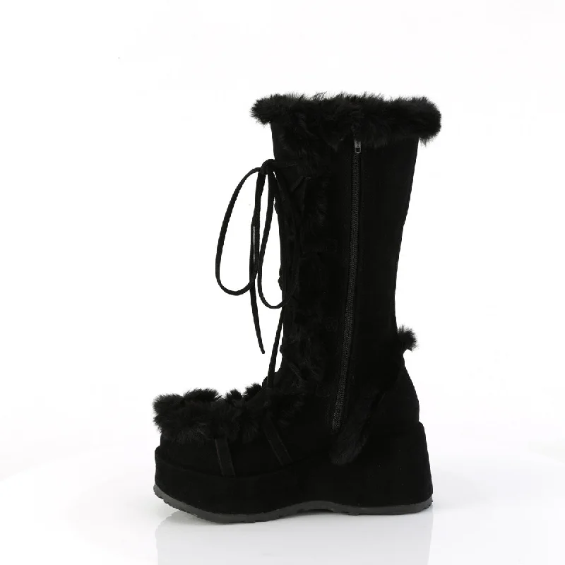 Furry Comfy Black Platform Boots