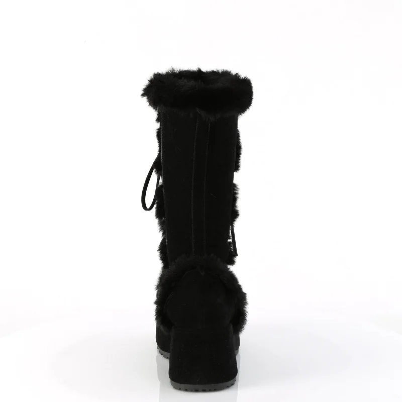 Furry Comfy Black Platform Boots