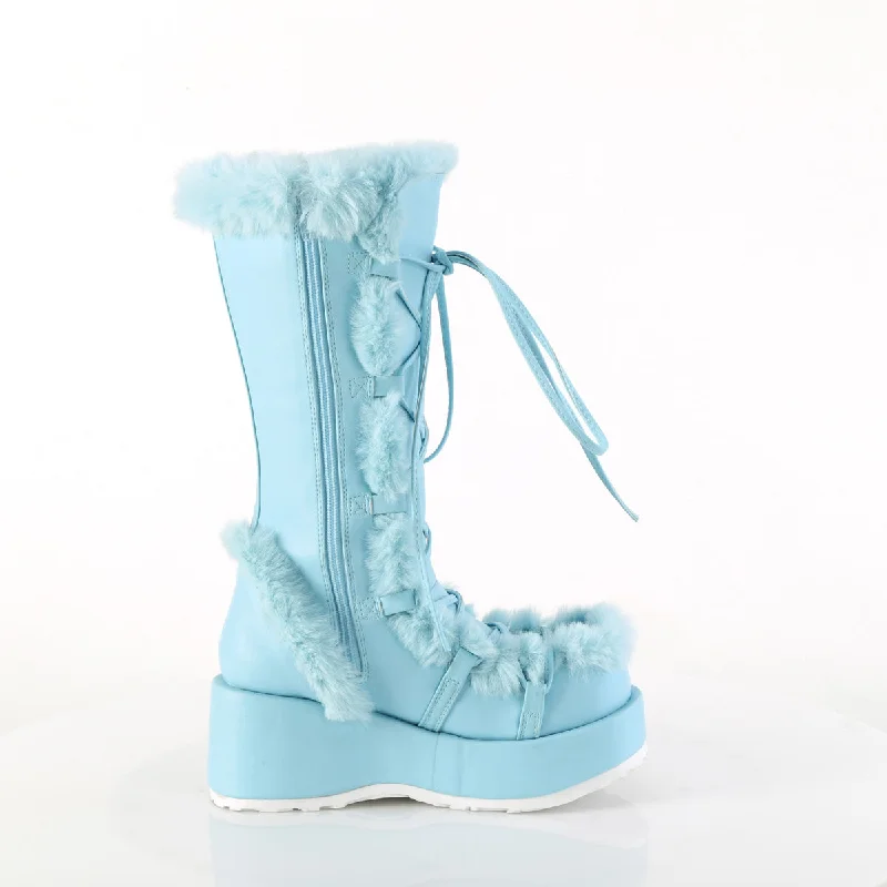 Furry Comfy Blue Platform Boots