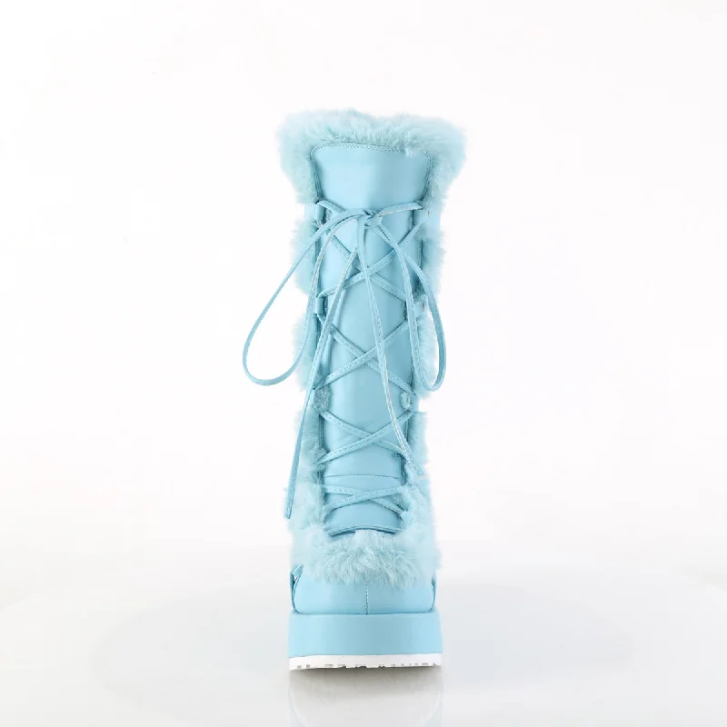 Furry Comfy Blue Platform Boots